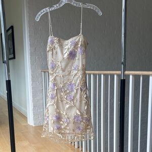 Lucy in the Sky Cream and Purple Floral Mini Dress